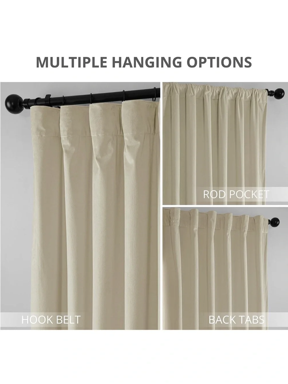 HPD Heritage Plush Velvet Curtain Au Lait Creme 50”W x 84”L